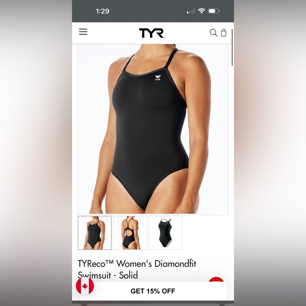 TYR Women's Solid Black Diamondfit One Piece Swimsuit